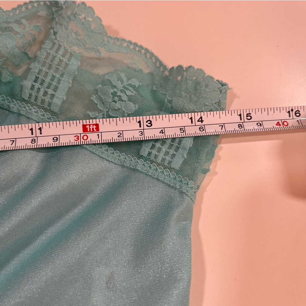 Vintage 40 50 Formfit Retro Blue Satin Lace Teddy Lingerie Romper fairycore Slip - Picture 16 of 17